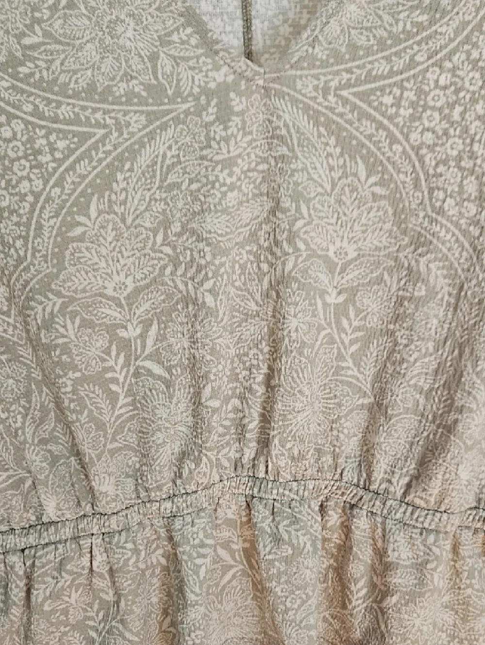 LOFT Beige Cream Floral V-Neck Peplum Blouse